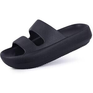 Shevalues Womens 7 Black Orthopedic Slide Sandal Arch Support Open Toe Shoes